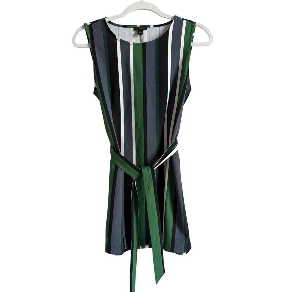Ann Taylor Factory Women's Size S Green Striped Sleeveless Top W/ Tie Waist